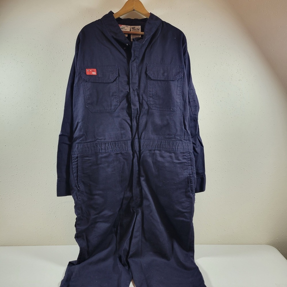 G&K Services Coveralls Mens 48 RG Navy Blue Excellent Flame Resistant FR HRC2